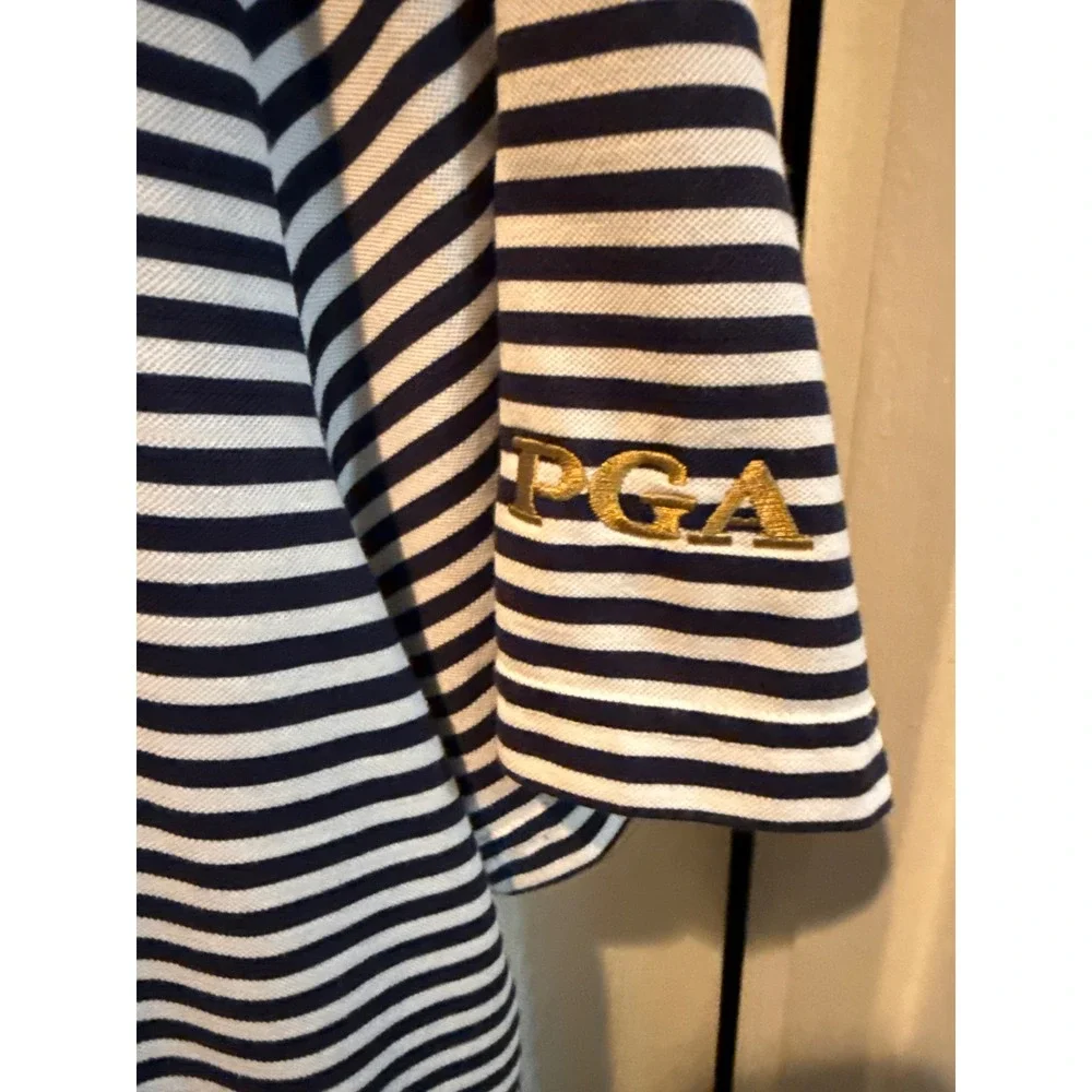 Ralph Lauren Mens XL Pro Fit PGA Golf Polo Shirt Navy White Striped Wicking